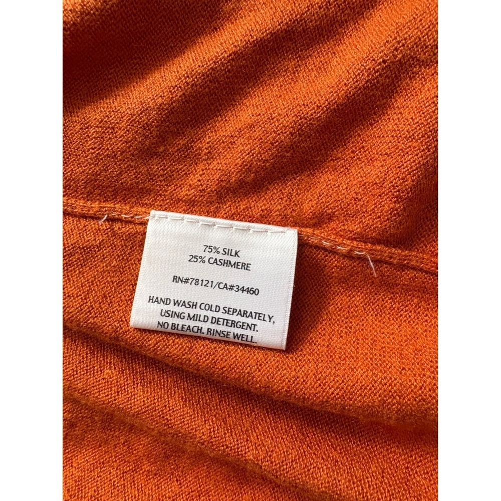 Eileen Fisher XS/S‎ Silk Cashmere Knit Cardigan Tank Top Set Orange Sweater Cozy - Picture 7 of 11
